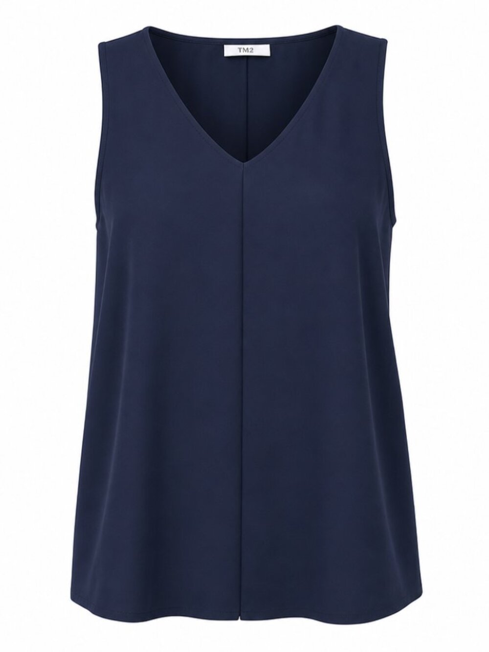 DR2 Basic Office Feminine Dressy Navy Blue Sleeveless Flowy Blouse Large